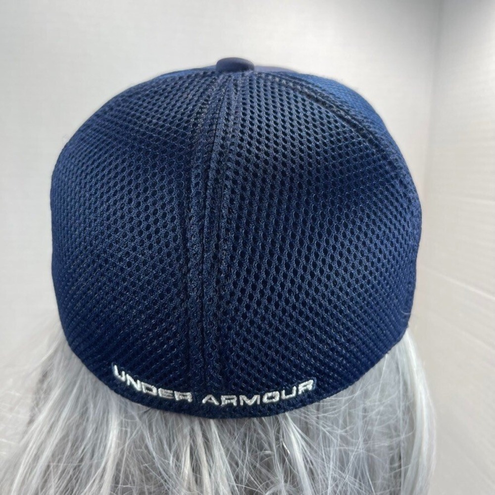Under Armour Hat Cap Fitted Youth Small Medium Blue Streetwear Retro Rare - Picture 3 of 6